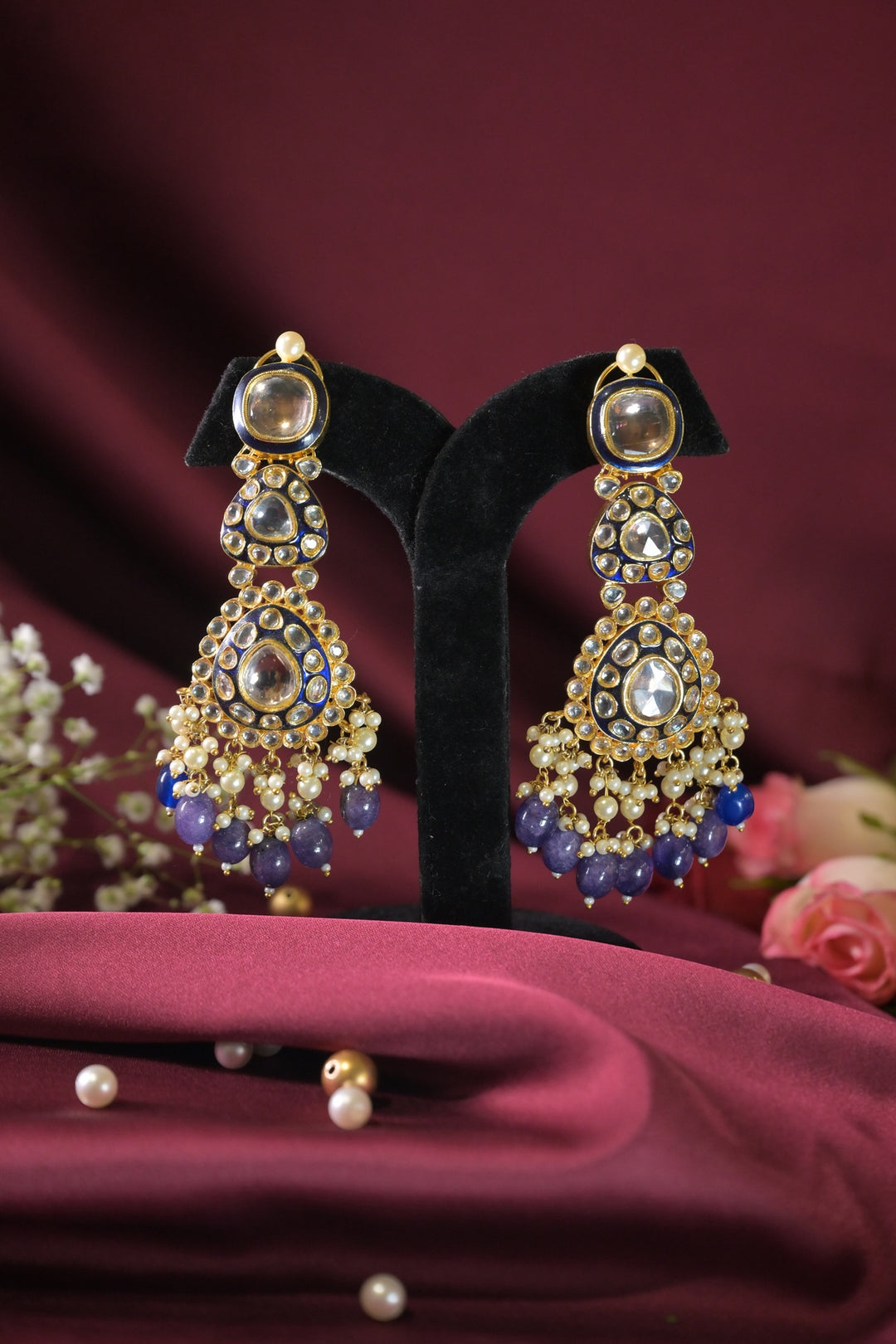 Bandhani Kundan Bridal Gold Dangler Earrings