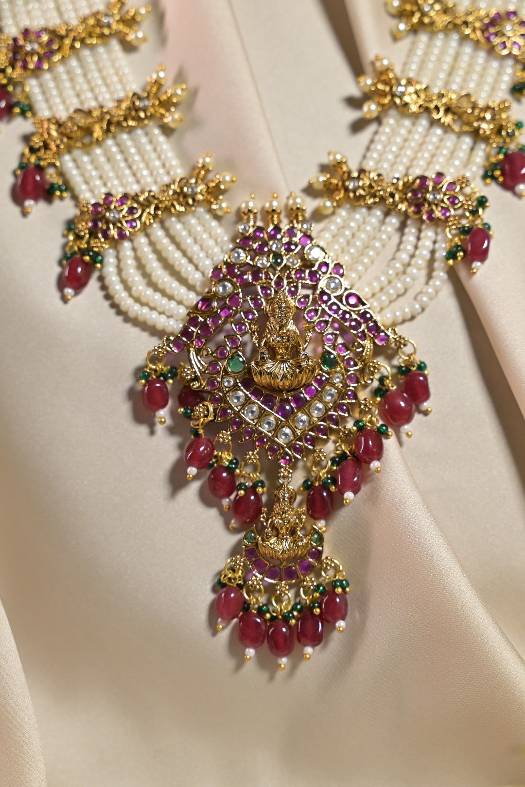 Vaibhavi Laxmi White Temple Long Necklace