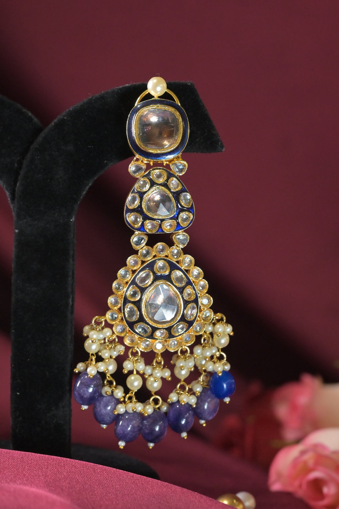 Bandhani Kundan Bridal Gold Dangler Earrings