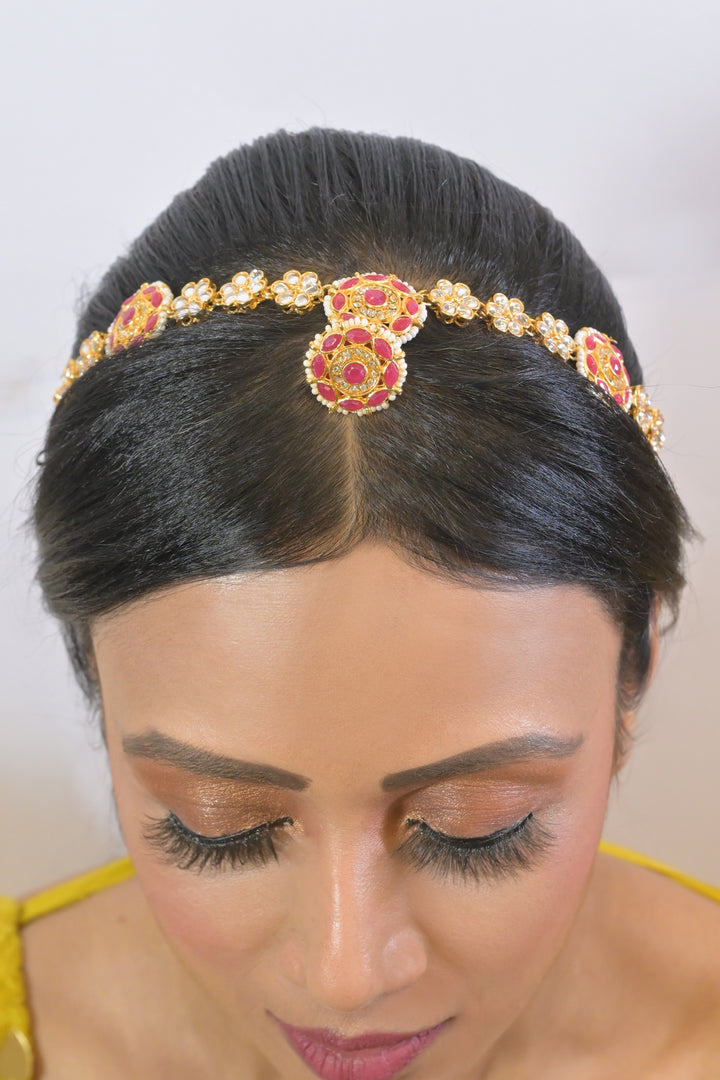 Rajasthani Green Kundan Maangtika With Bodla