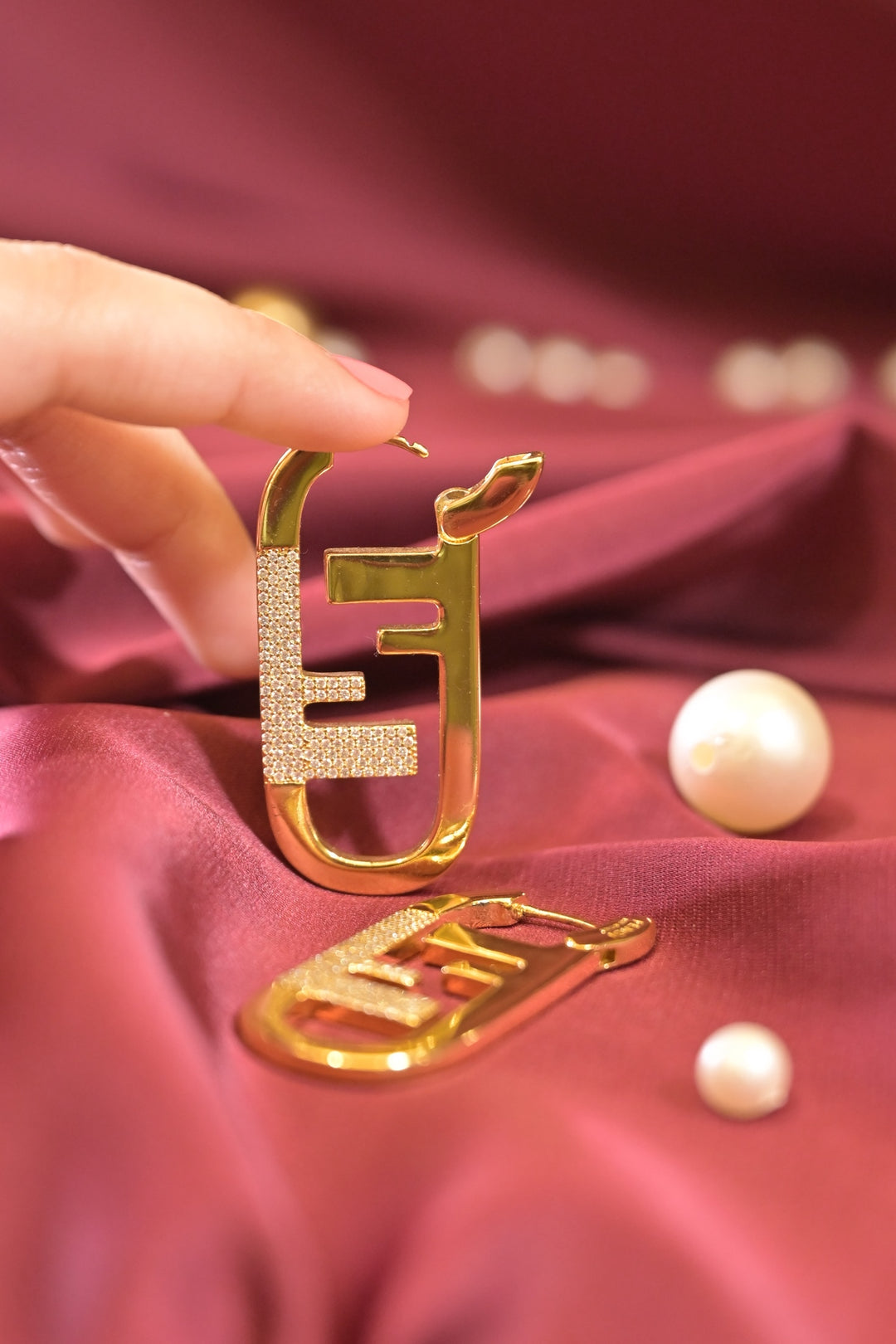 Golden Abstract Hoops Earrings