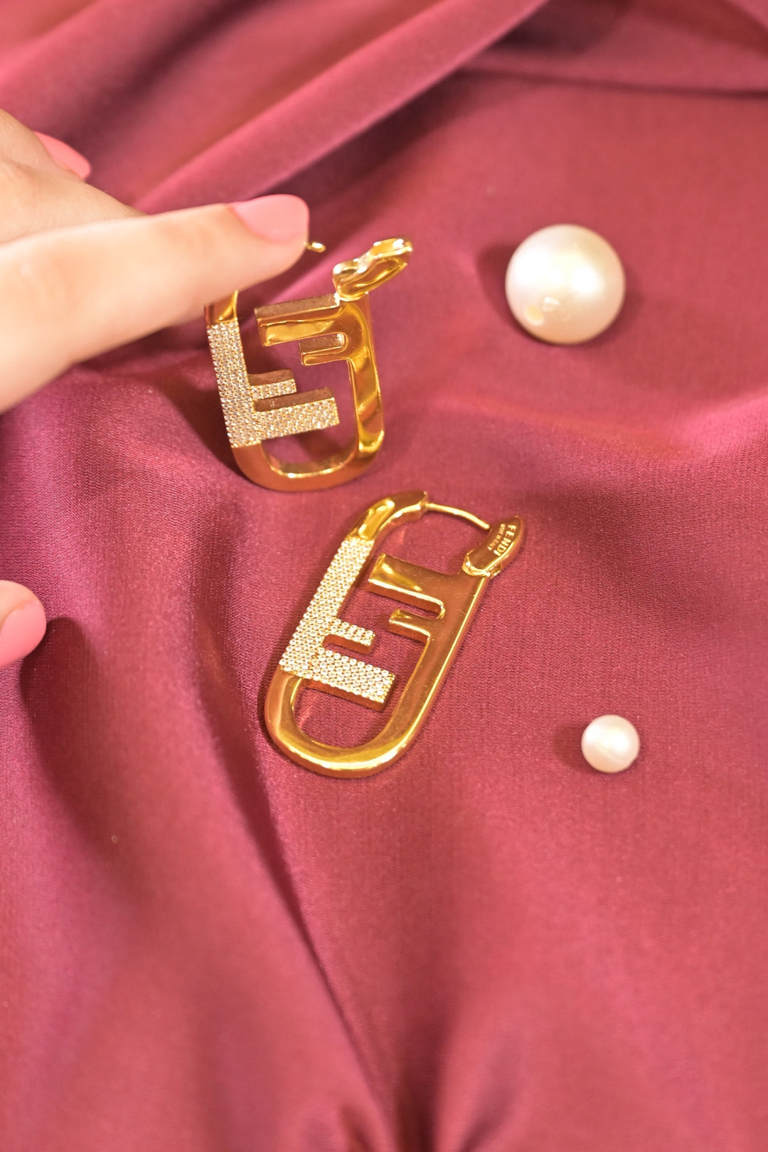 Golden Abstract Hoops Earrings