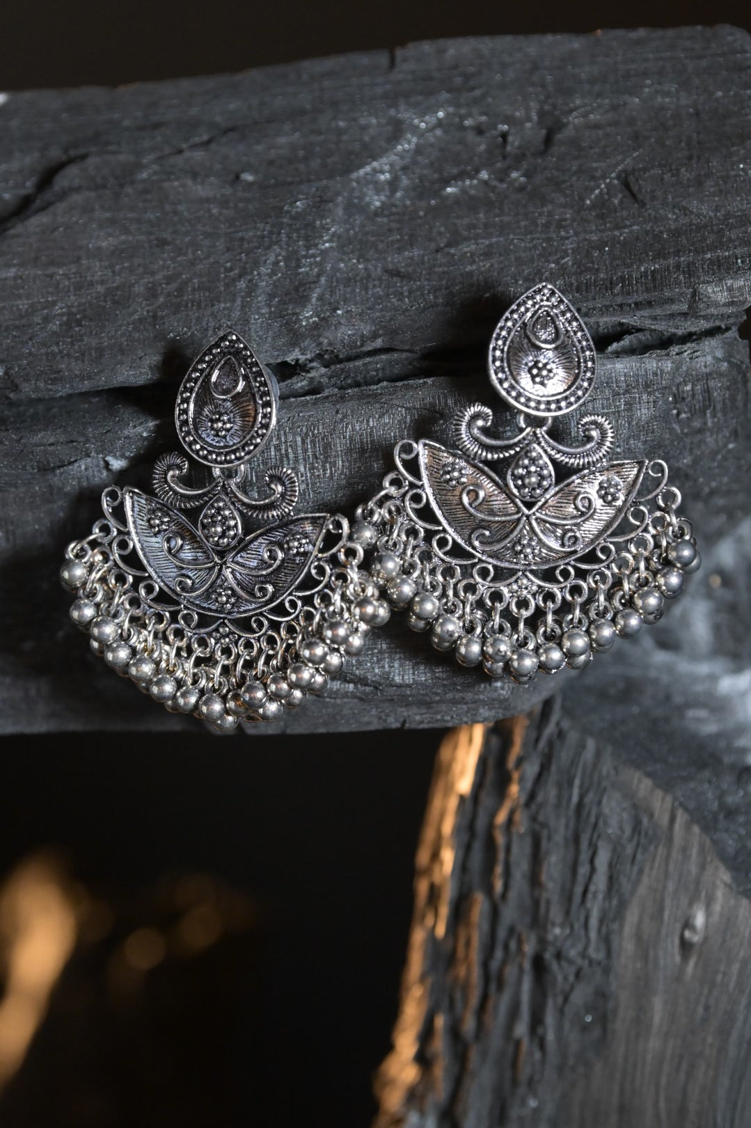 Parvati Ghungroo Silver Jhumka Earrings