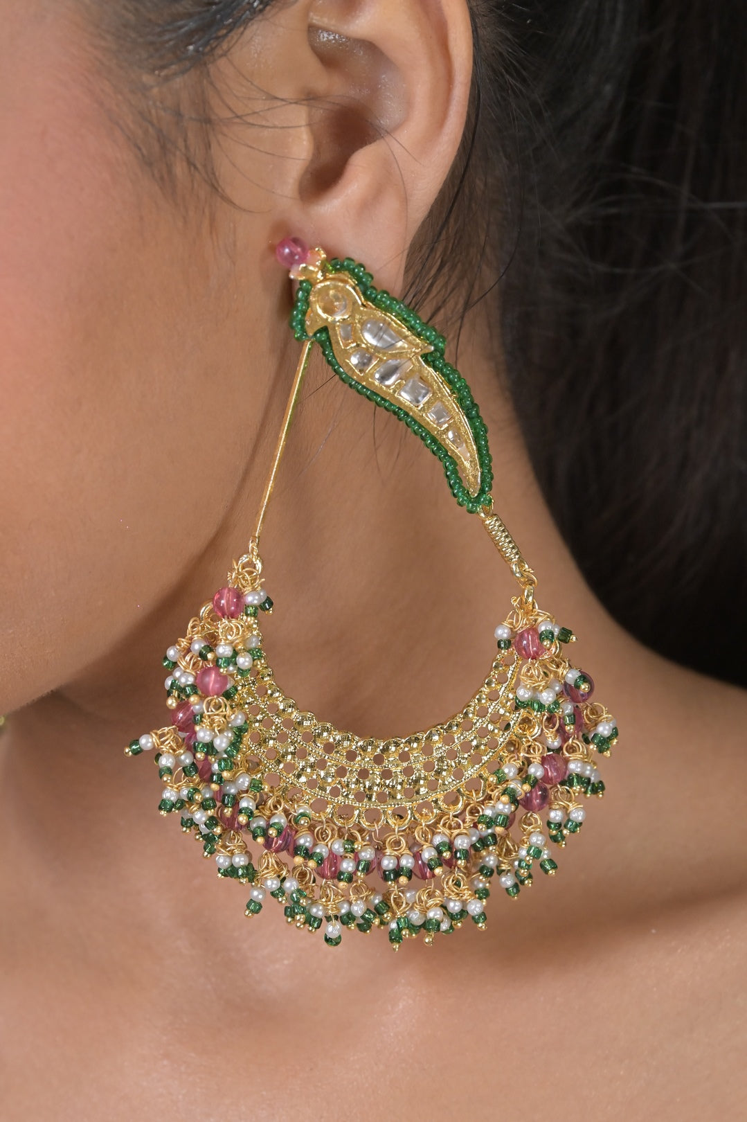 Ruhani Kundan Chandbali Statement Earring