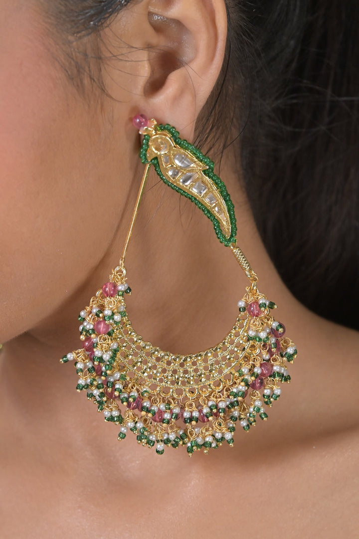 Ruhani Kundan Chandbali Statement Earring