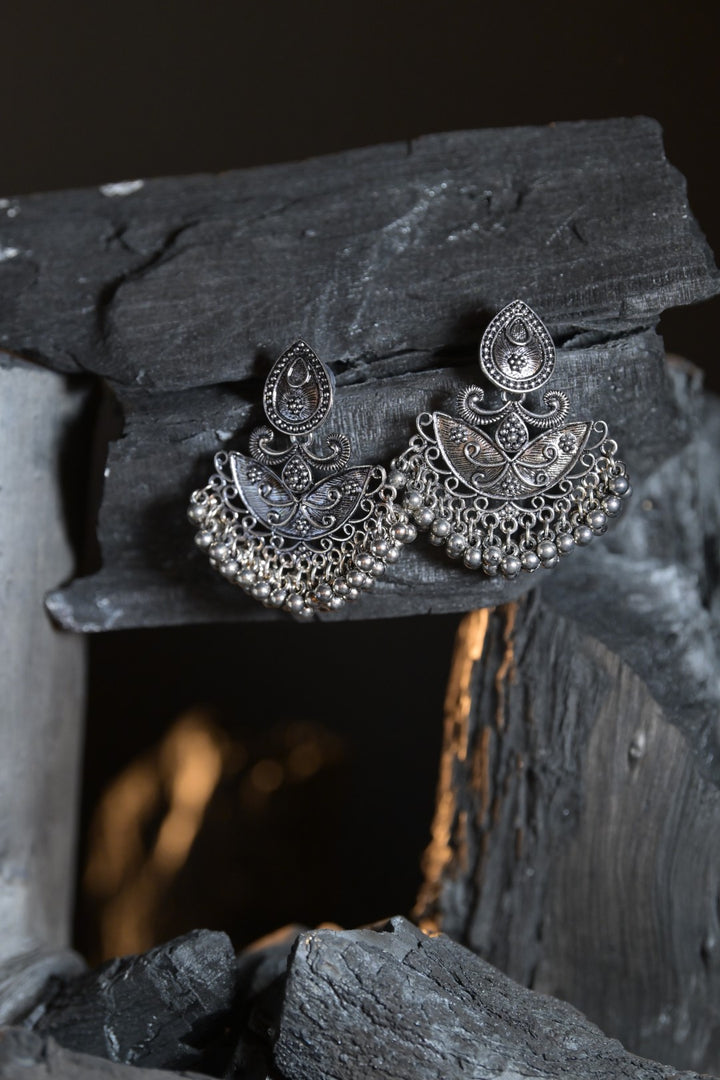 Parvati Ghungroo Silver Jhumka Earrings
