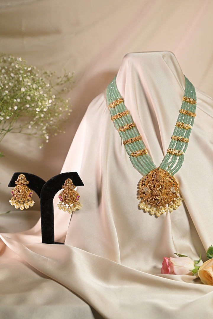 Lakshmi Golden Mint Temple Long Necklace