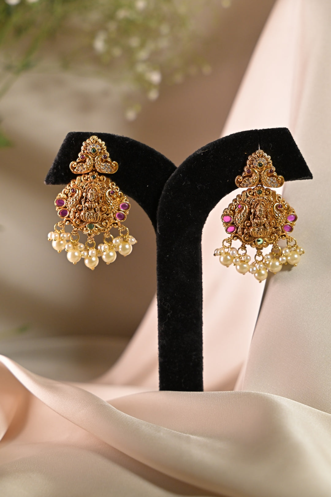 Lakshmi Golden Mint Temple Long Necklace