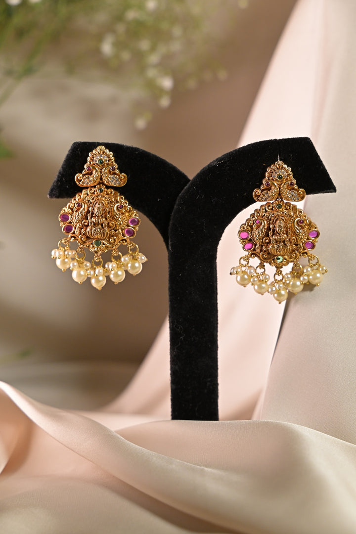 Lakshmi Golden Mint Temple Long Necklace