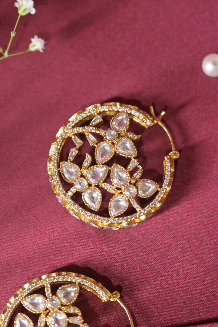 Saira Kundan Gold Circle Stud Earrings