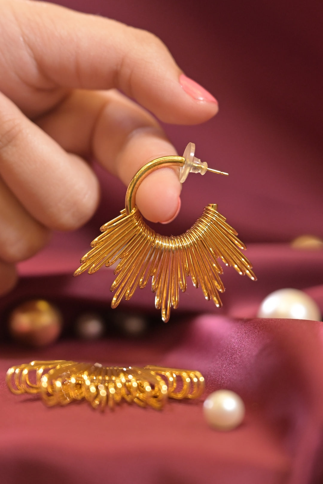 Gold Bling Cuff Hoop Earrings