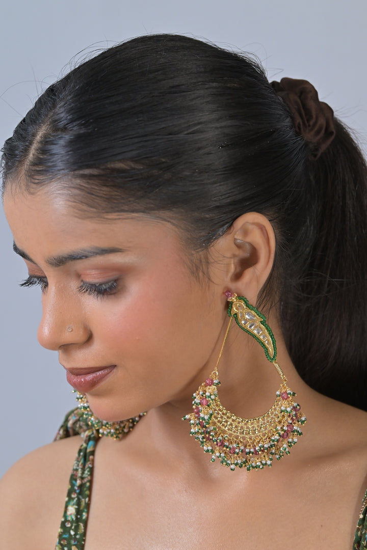 Ruhani Kundan Chandbali Statement Earring