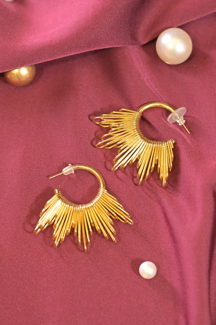 Gold Bling Cuff Hoop Earrings