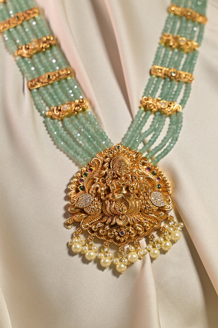 Lakshmi Golden Mint Temple Long Necklace