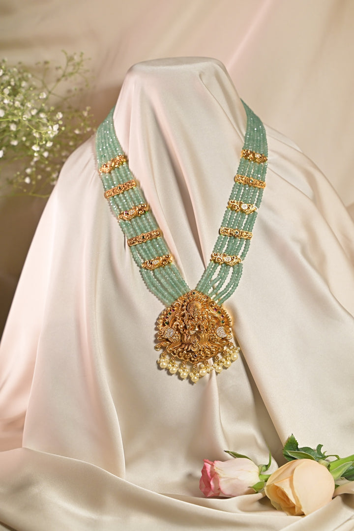 Lakshmi Golden Mint Temple Long Necklace