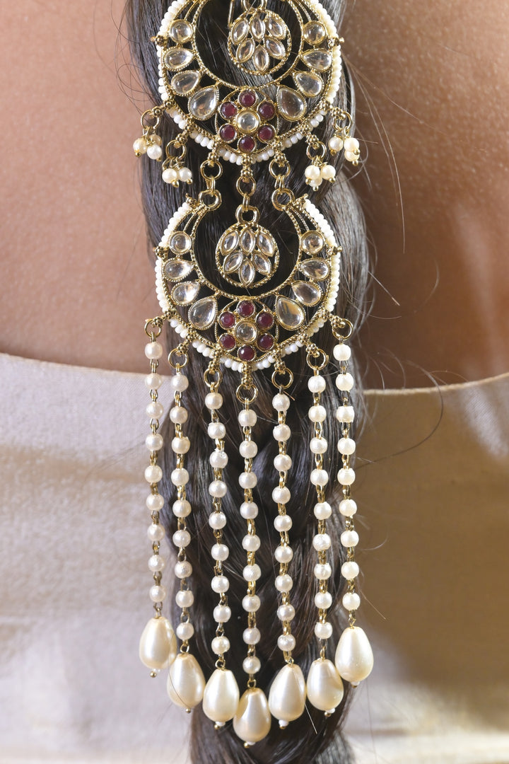 Chandra Kundan Pearl Drop Pony Braid