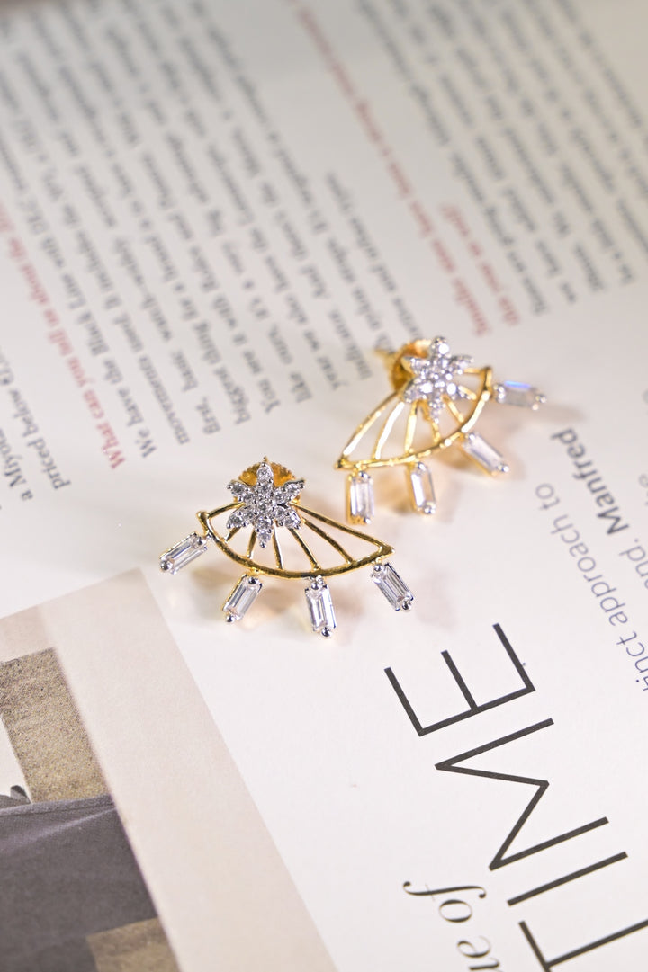 Sunray Diamond Stud Minimalist Earring