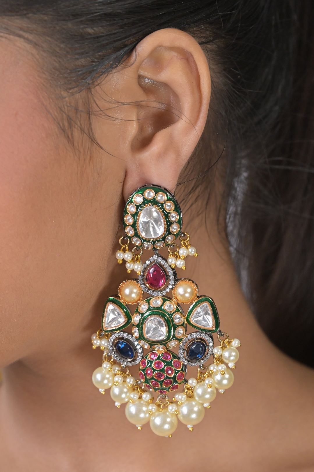 Janki Multicolour Traditional Chandbali Earrings
