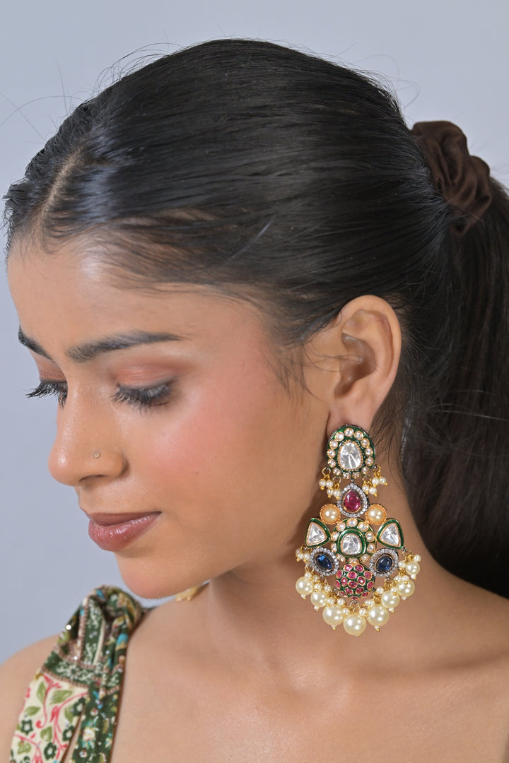 Janki Multicolour Traditional Chandbali Earrings