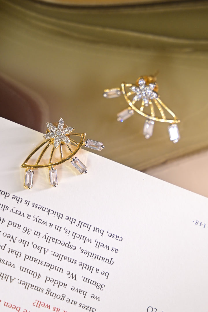 Sunray Diamond Stud Minimalist Earring