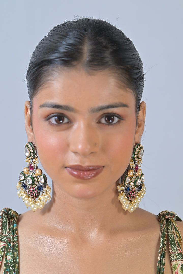 Janki Multicolour Traditional Chandbali Earrings