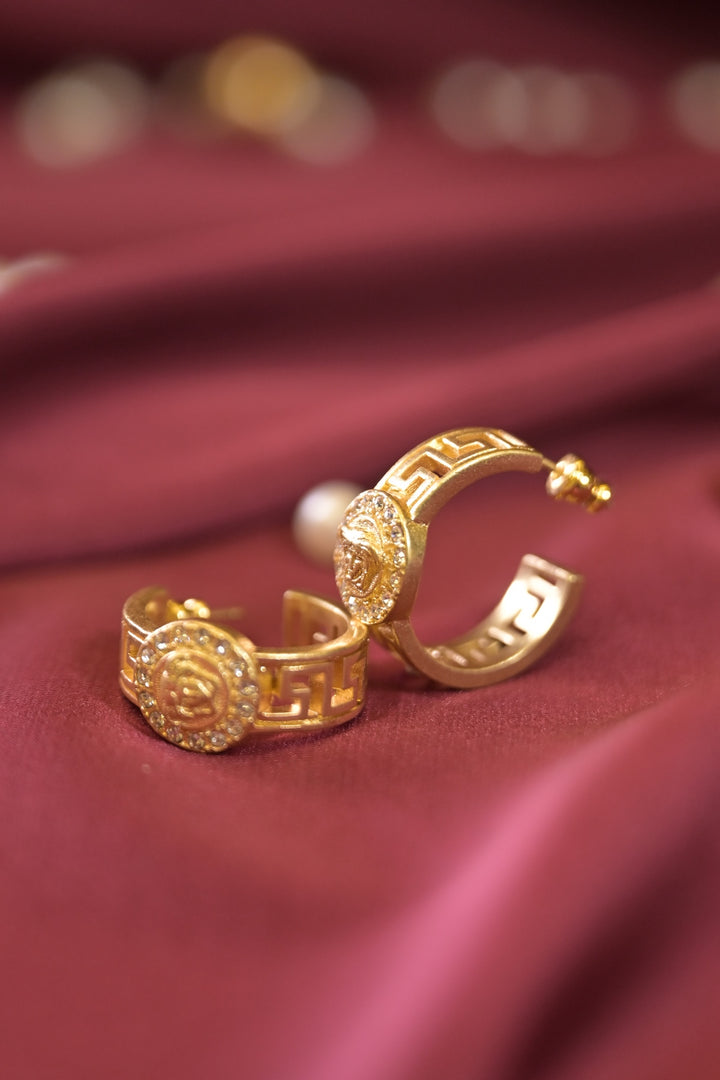 Blaze Gold Half Hoops Stud Earrings