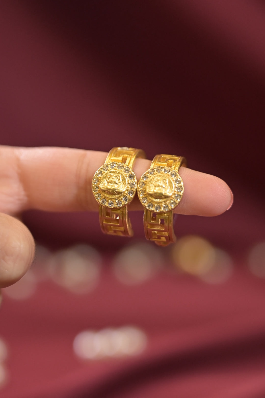 Blaze Gold Half Hoops Stud Earrings