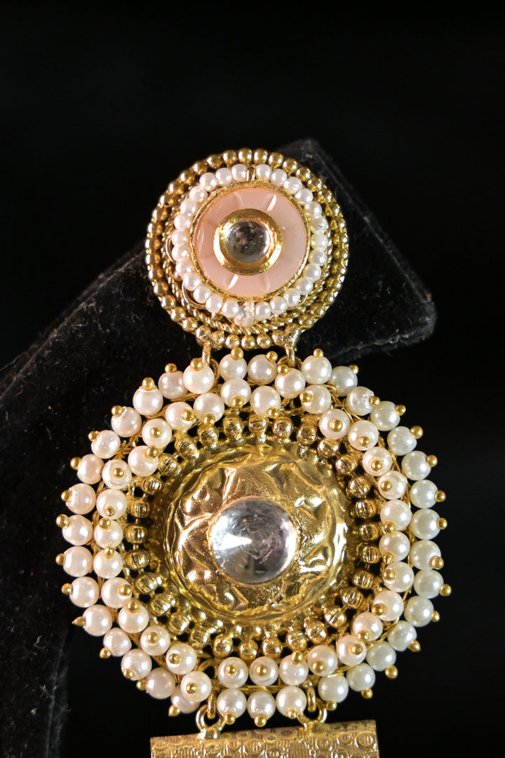 Glided Oasis Pearl Long Boho Dangler Earrings