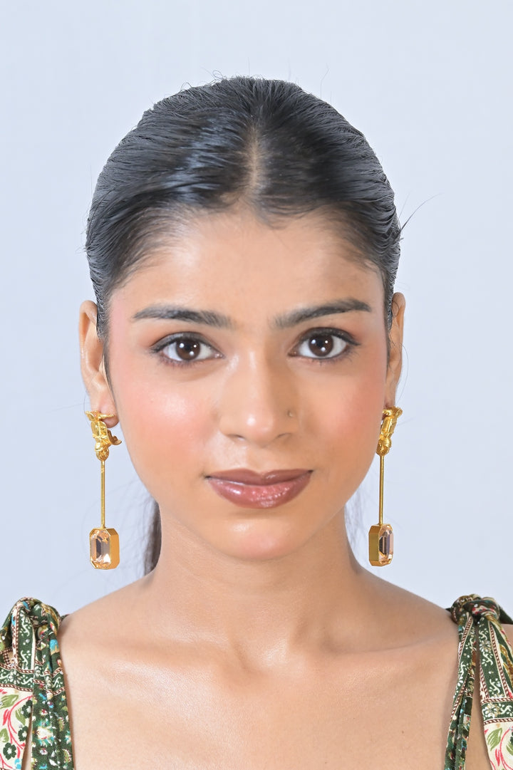 Scooter Gemstone Tessel Gold Earrings