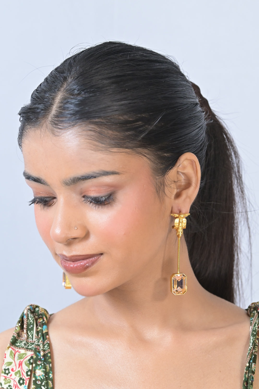 Scooter Gemstone Tessel Gold Earrings