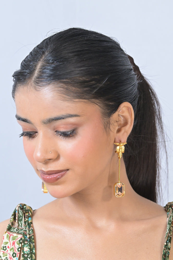 Scooter Gemstone Tessel Gold Earrings