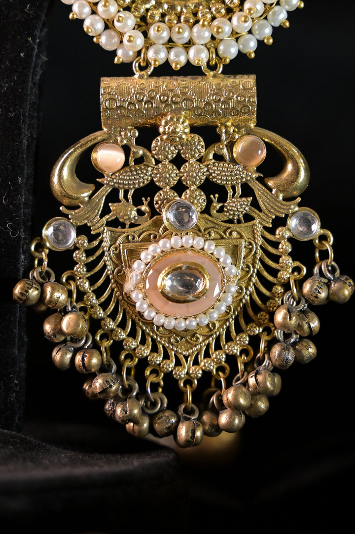 Glided Oasis Pearl Long Boho Dangler Earrings