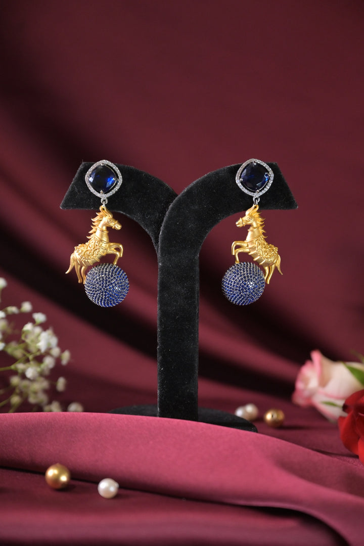 Golden Ashv Oxidized Gemstone Earrings