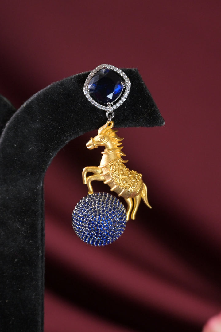 Golden Ashv Oxidized Gemstone Earrings