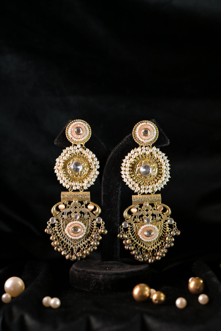 Glided Oasis Pearl Long Boho Dangler Earrings