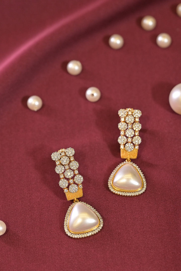 Slim Diamond Pearl Drop Earrings