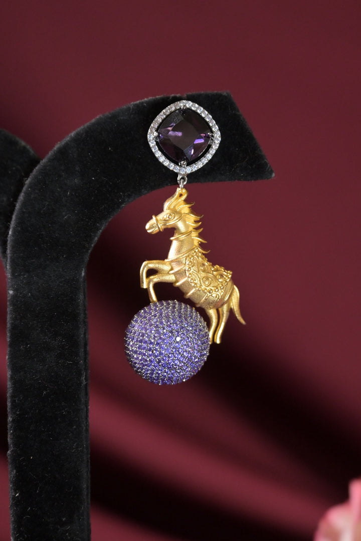 Golden Ashv Oxidized Gemstone Earrings