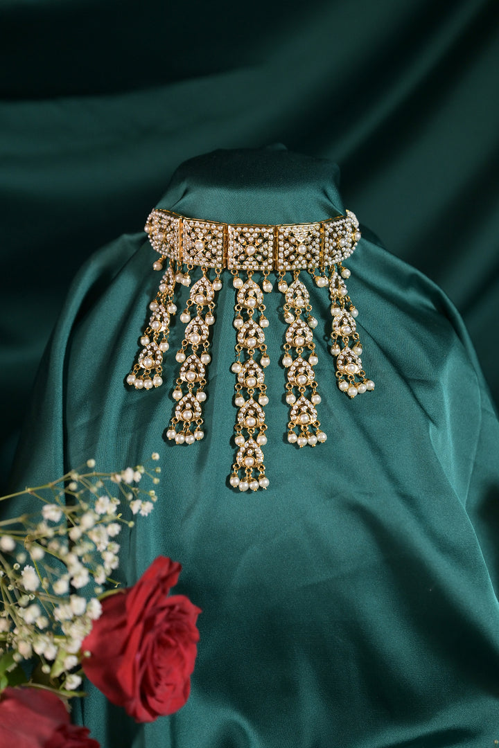 Vidhira Navratna Tassel Jadau Choker Necklace