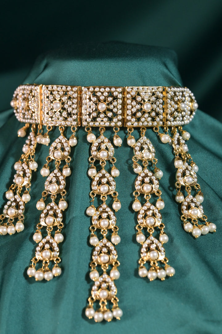 Vidhira Navratna Tassel Jadau Choker Necklace