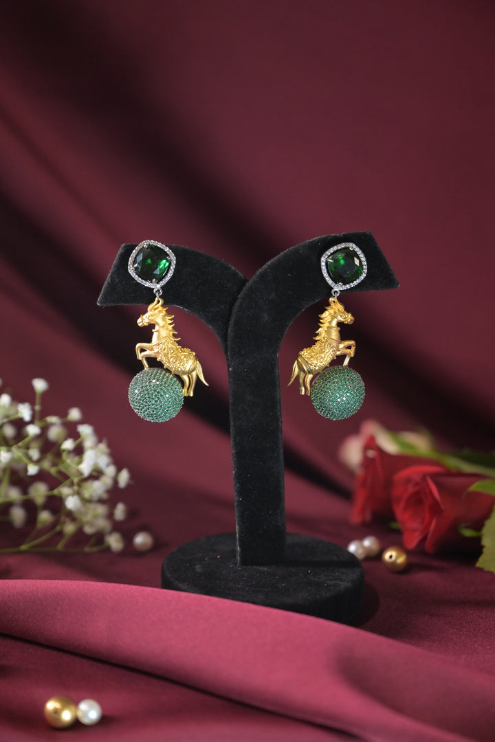 Golden Ashv Oxidized Gemstone Earrings