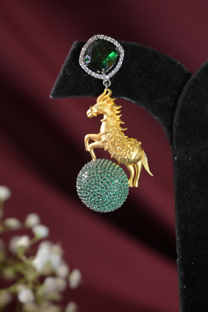 Golden Ashv Oxidized Gemstone Earrings