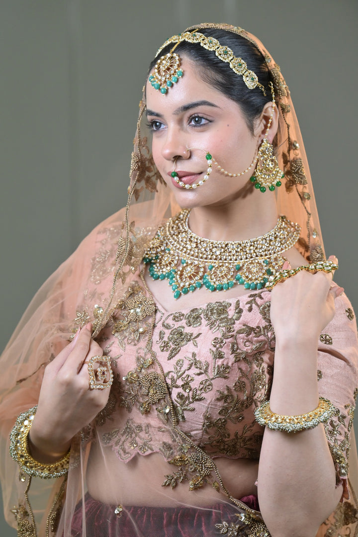 Rani Kanari Mint Green Kundan Bridal Necklace