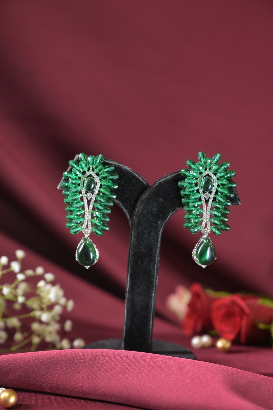 Emerald Chandelier Vintage Drop Earrings