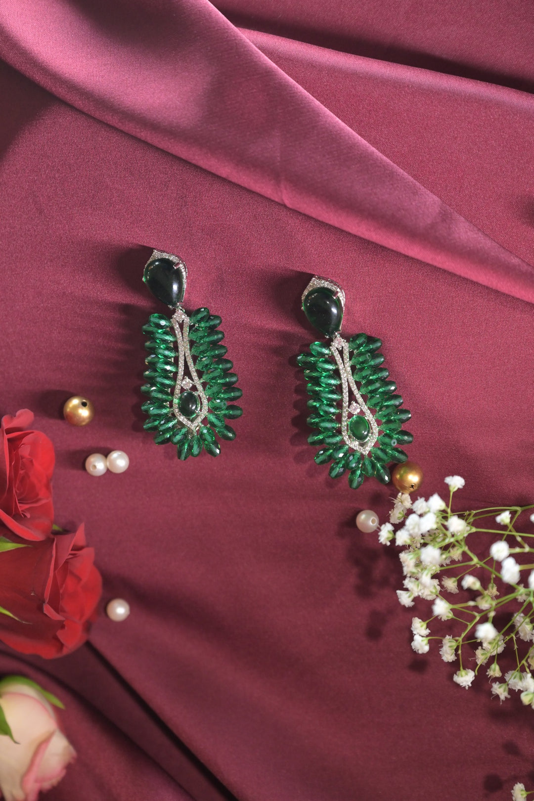 Emerald Chandelier Vintage Drop Earrings