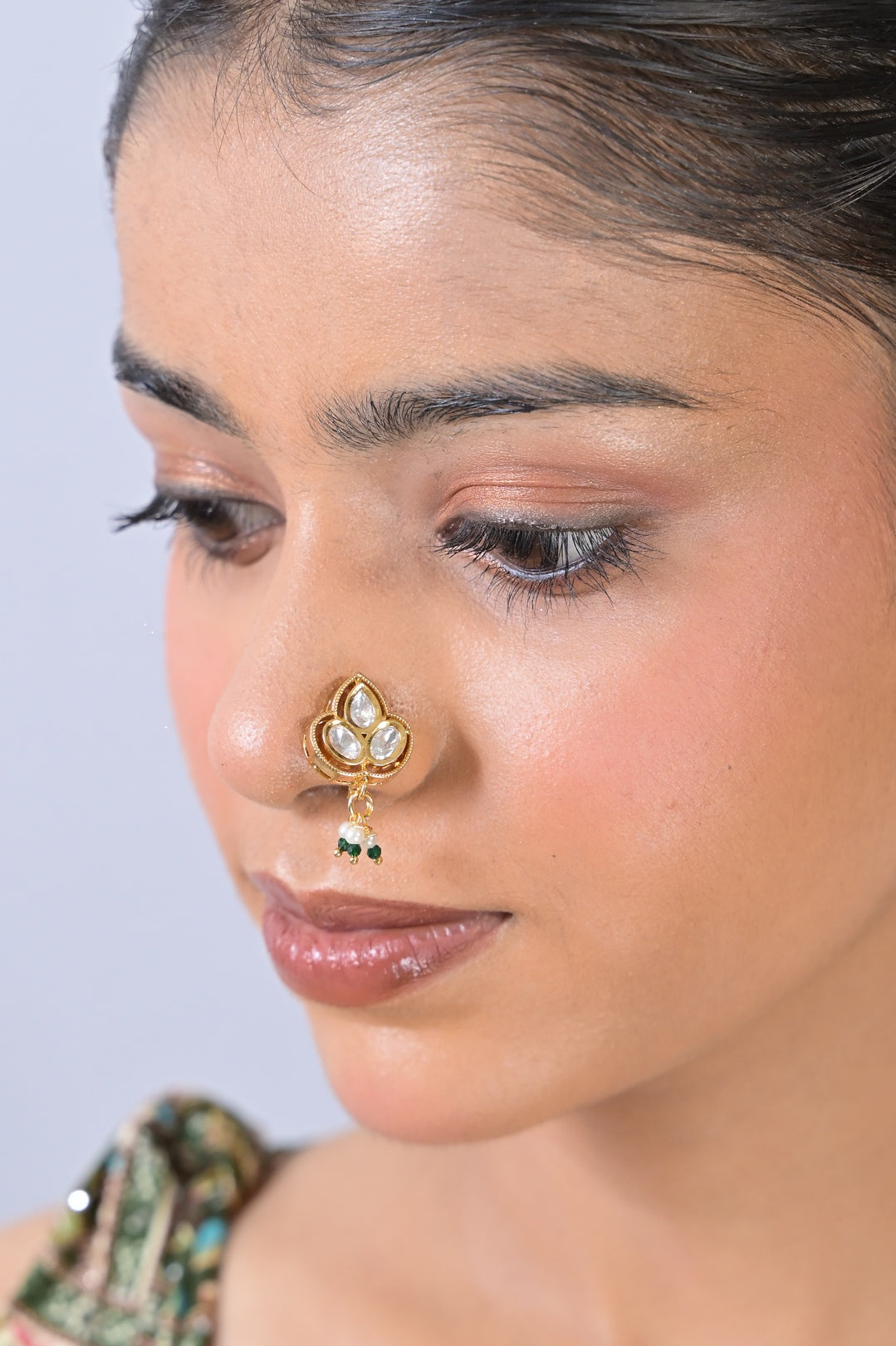 Aarohi Kundan Pearl Drop Nosering
