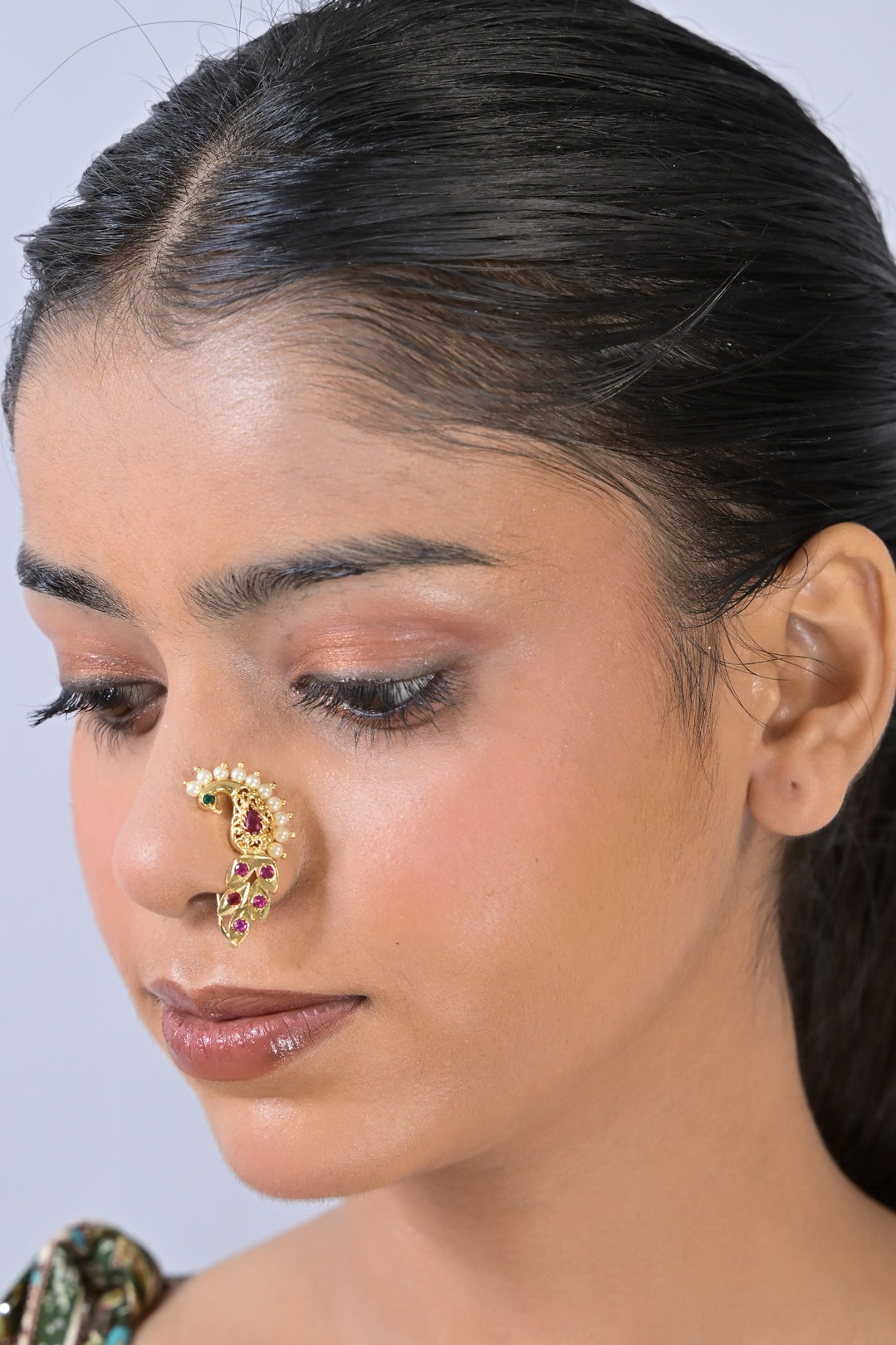 Peshwai Maharashtrian Ruby Pearl Nosering