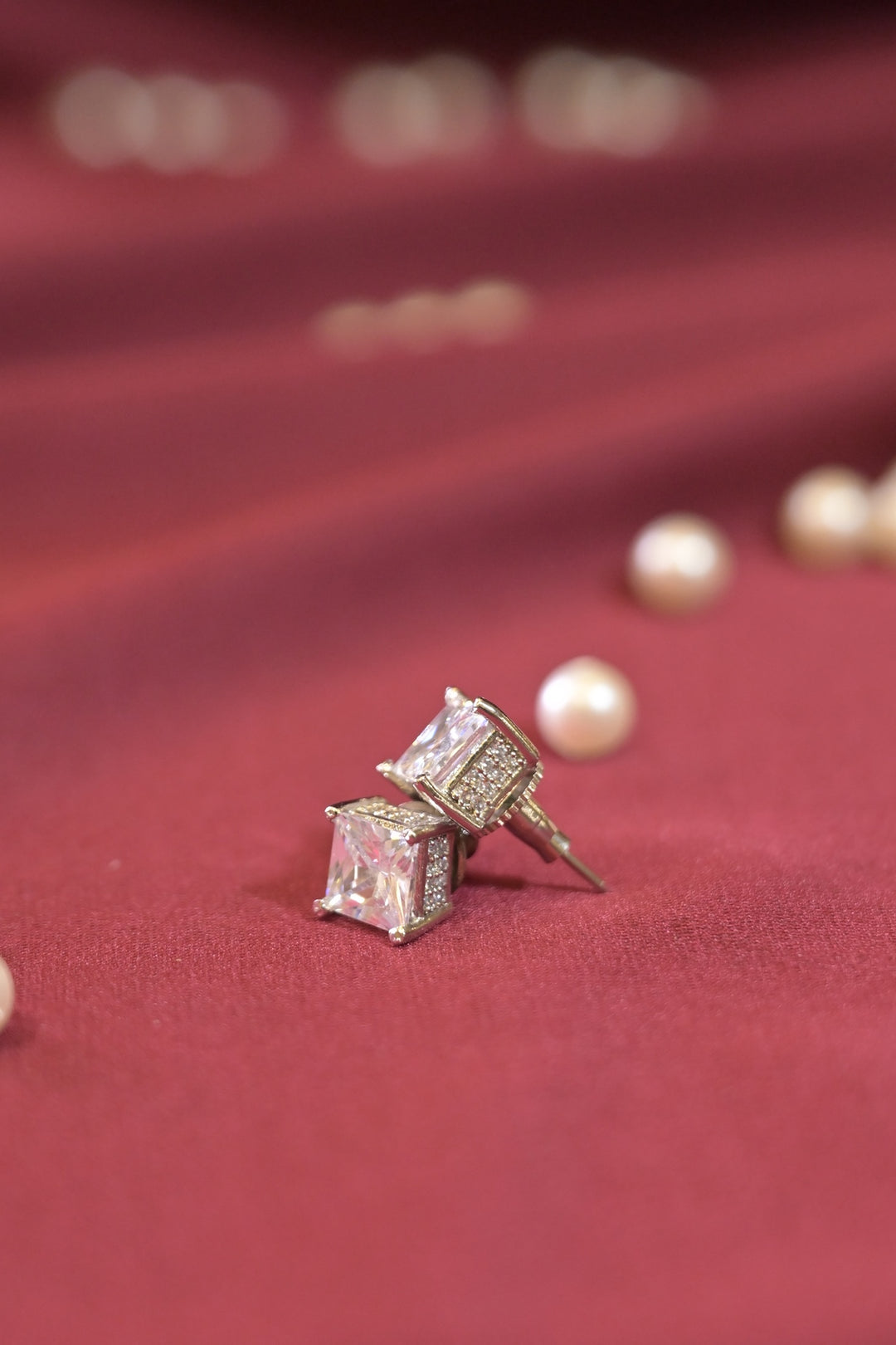 Square Diamond Mini Studs Earrings