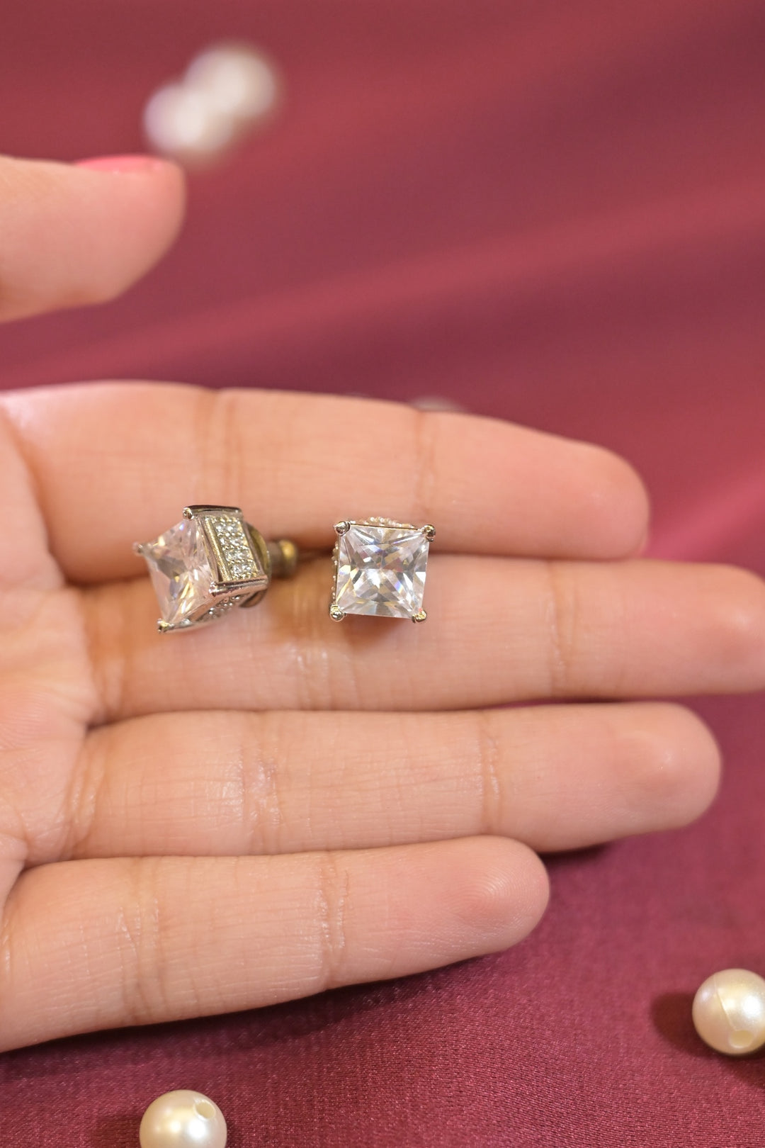 Square Diamond Mini Studs Earrings