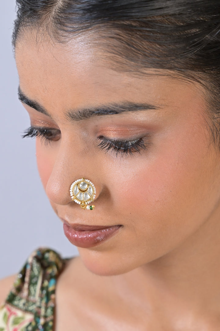 Shristhi Kundan Pearl Drop Nosering