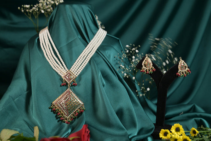 Indira Jadau Pendant Pearl Long Necklace
